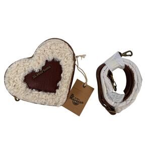 Dr. Martens Mini Heart Shaped Crossbody Faux Fur Bag Cashew Ambassador Leather